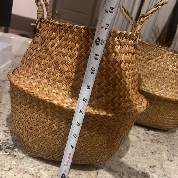 2 Folding Seagrass baskets Handmade, Loom Weave, Side handles, Plants, Storage - Picture 10 of 16